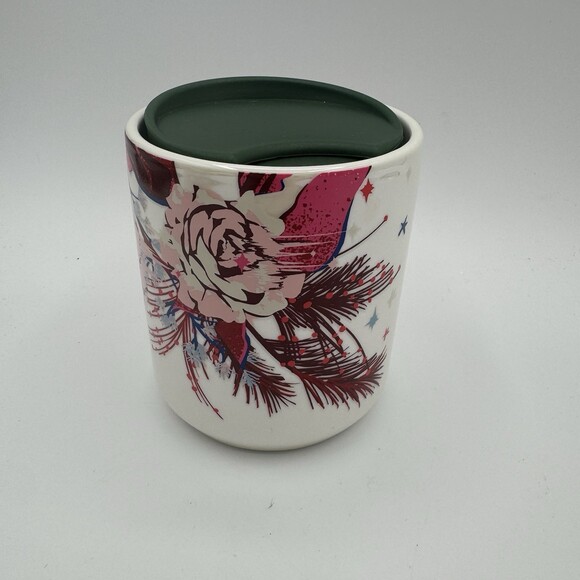 Starbucks Other - 2023 STARBUCKS Holiday Pine Roses 8oz Coffee Cup Tea Mug Tumbler w/Lid Christmas